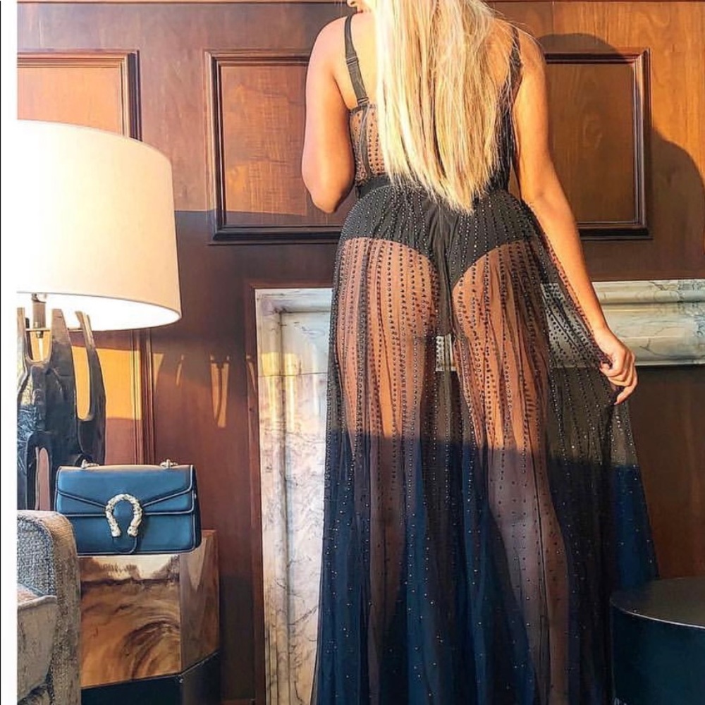 long mesh dress with black rhinestones - Picture 3 of 4